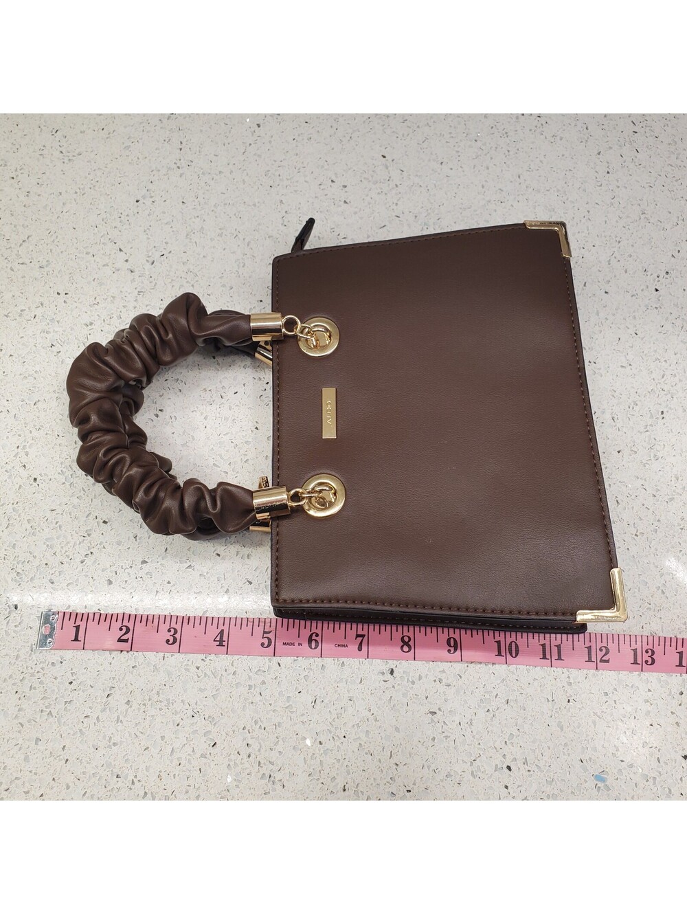 ALDO Bilithax Top Handle Bag Brown Structured Top Gold Hardware Handbag - Picture 16 of 16